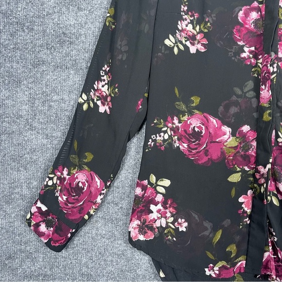 KUT From The Kloth Black Sheer Floral Button Down Long Sleeve 90s Y2K Small - Picture 5 of 10